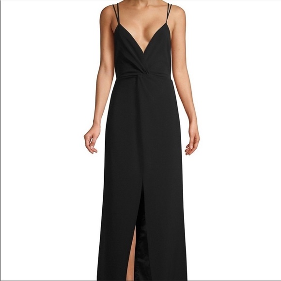 Parker Black Aiden Stretch Crepe Center-Slit Dress in Black Size 0 - Picture 2 of 13